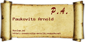 Paukovits Arnold névjegykártya